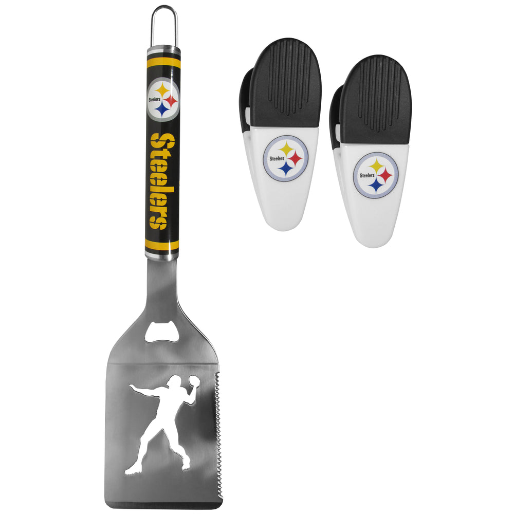 Pittsburgh Steelers Steel Logo Spatula w/Chip Clips