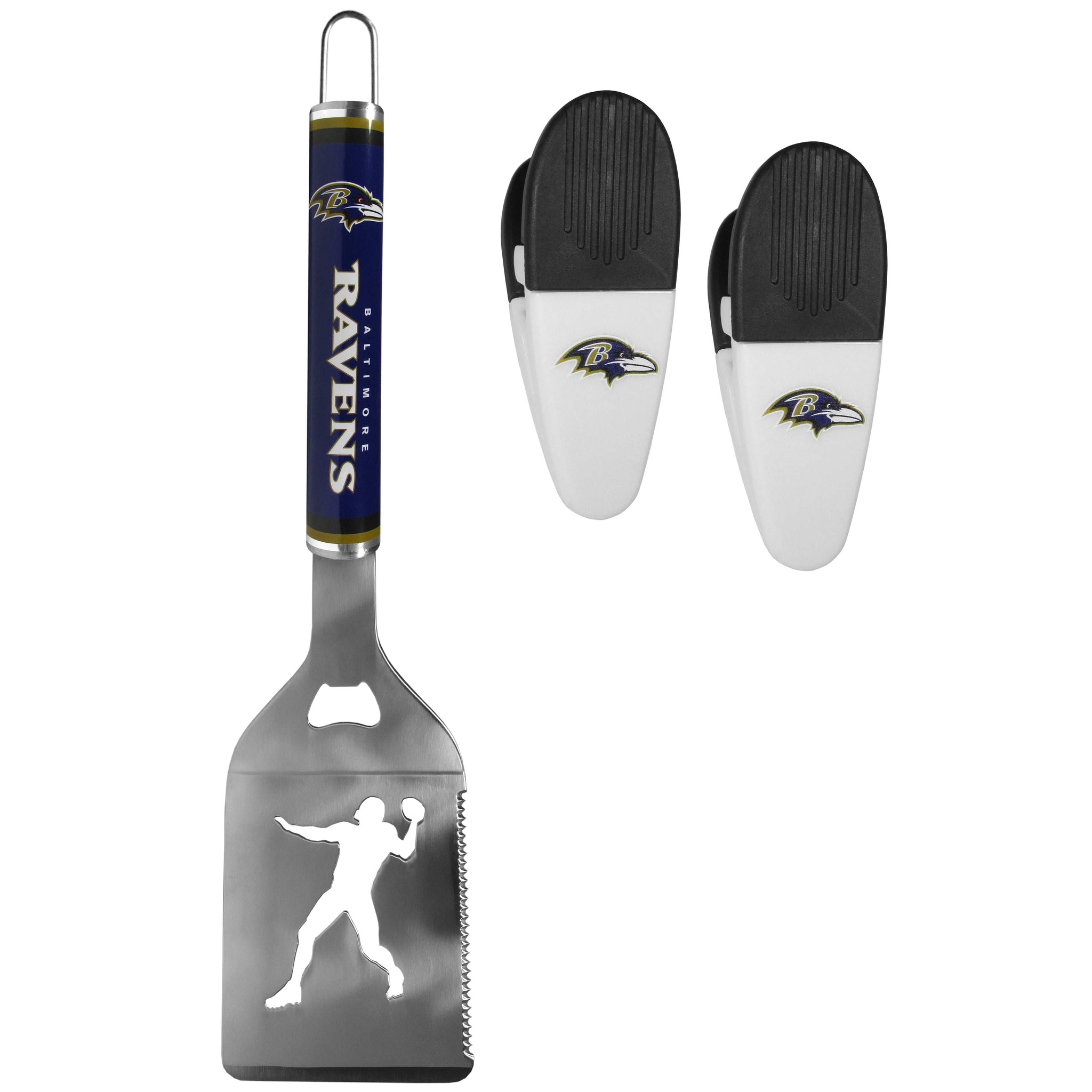 Baltimore Ravens Steel Logo Spatula w/Chip Clips - Baltimore Ravens - Flyclothing LLC