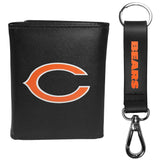 Chicago Bears Leather Tri-fold Wallet & Strap Key Chain - Chicago Bears