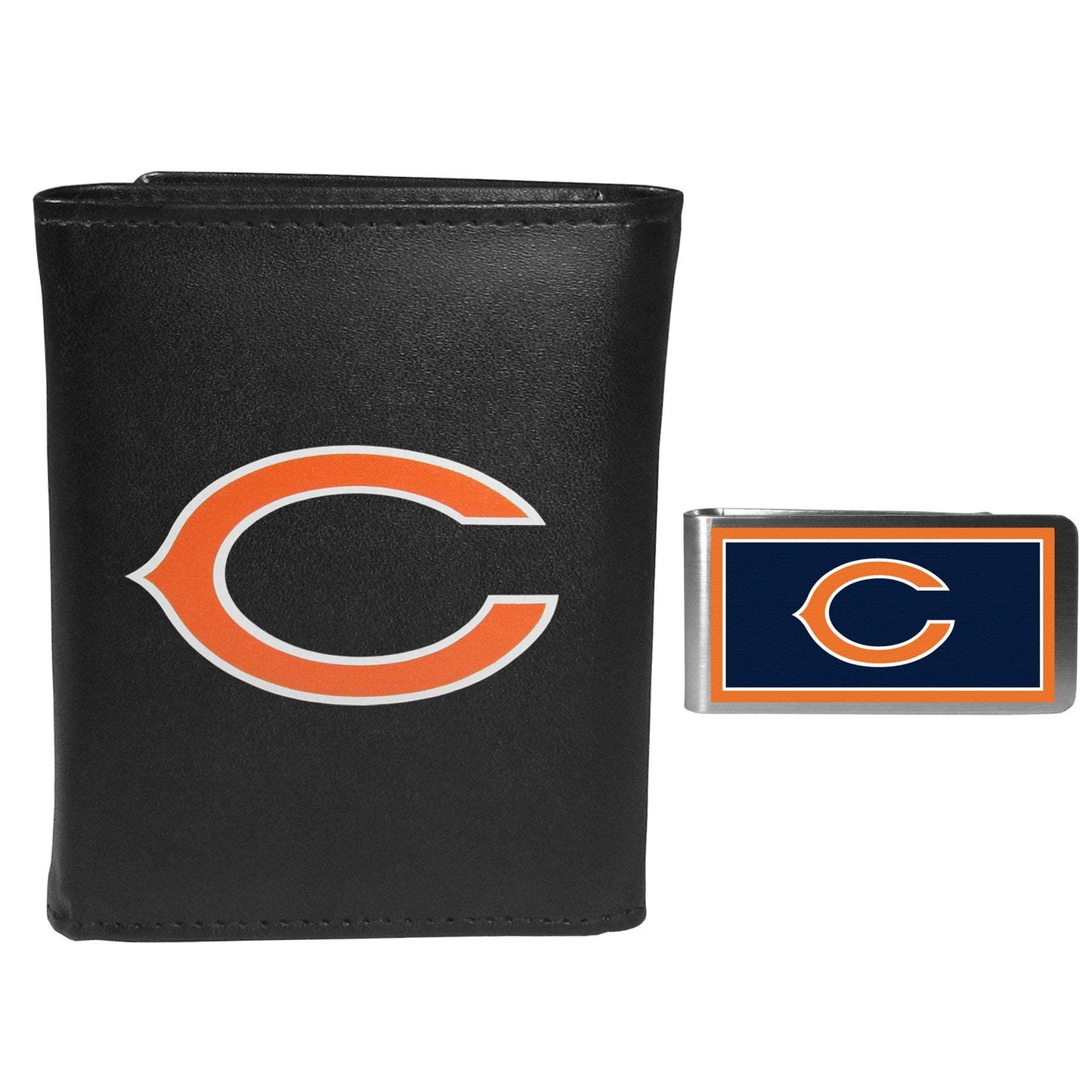 Chicago Bears Leather Tri-fold Wallet & Color Money Clip - Chicago Bears - Flyclothing LLC
