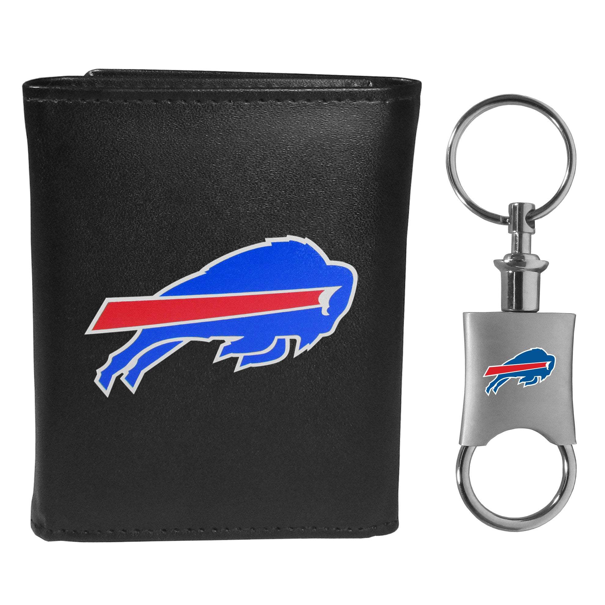 Buffalo Bills Leather Tri-fold Wallet & Valet Key Chain - Buffalo Bills - Flyclothing LLC