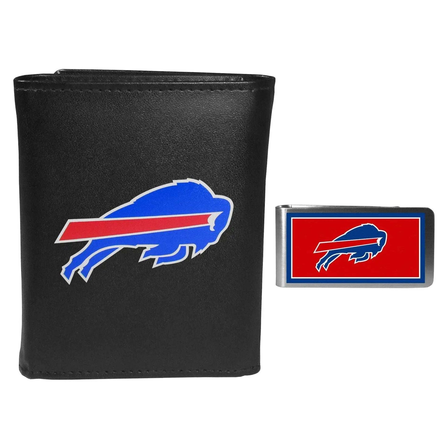 Buffalo Bills Leather Tri-fold Wallet & Color Money Clip - Buffalo Bills - Flyclothing LLC
