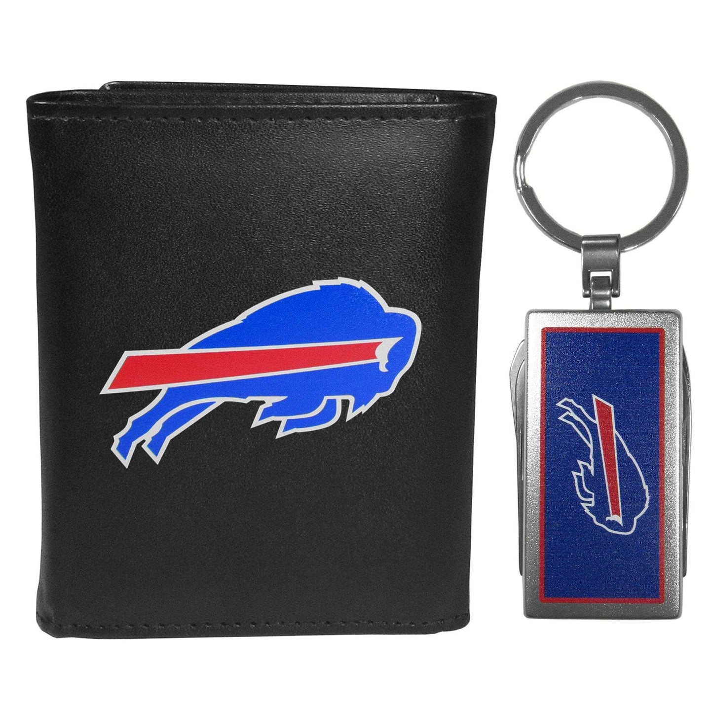 Buffalo Bills Leather Tri-fold Wallet & Multitool Key Chain, Black - Buffalo Bills - Flyclothing LLC