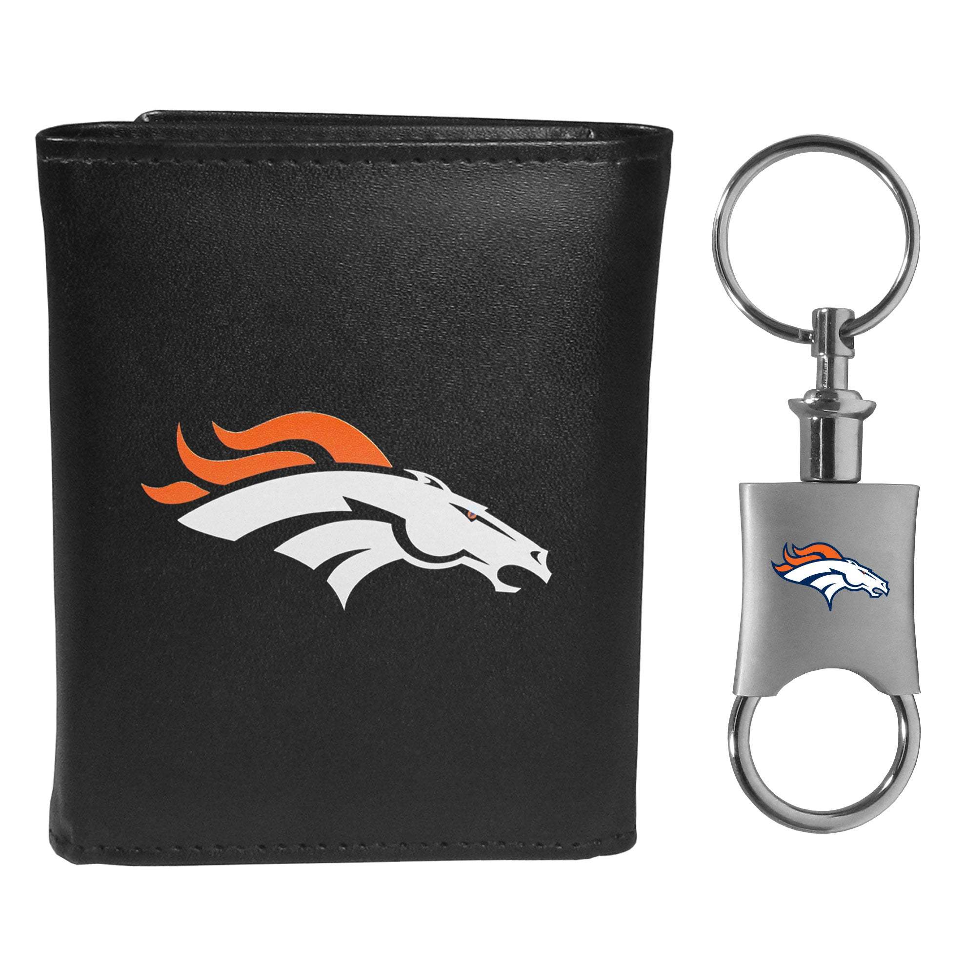 Denver Broncos Leather Tri-fold Wallet & Valet Key Chain - Denver Broncos - Flyclothing LLC