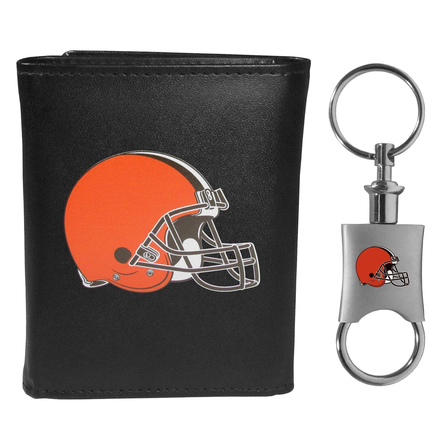Cleveland Browns Leather Tri-fold Wallet & Valet Key Chain - Cleveland Browns - Flyclothing LLC