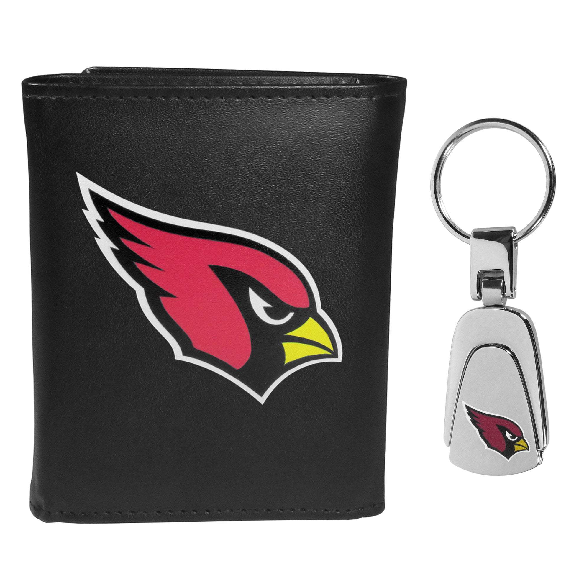 Arizona Cardinals Leather Tri-fold Wallet & Steel Key Chain - Arizona Cardinals - Flyclothing LLC