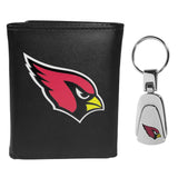 Arizona Cardinals Leather Tri-fold Wallet & Steel Key Chain - Arizona Cardinals