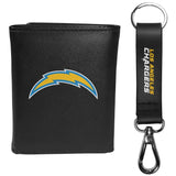 Los Angeles Chargers Leather Tri-fold Wallet & Strap Key Chain - Los Angeles Chargers - Flyclothing LLC