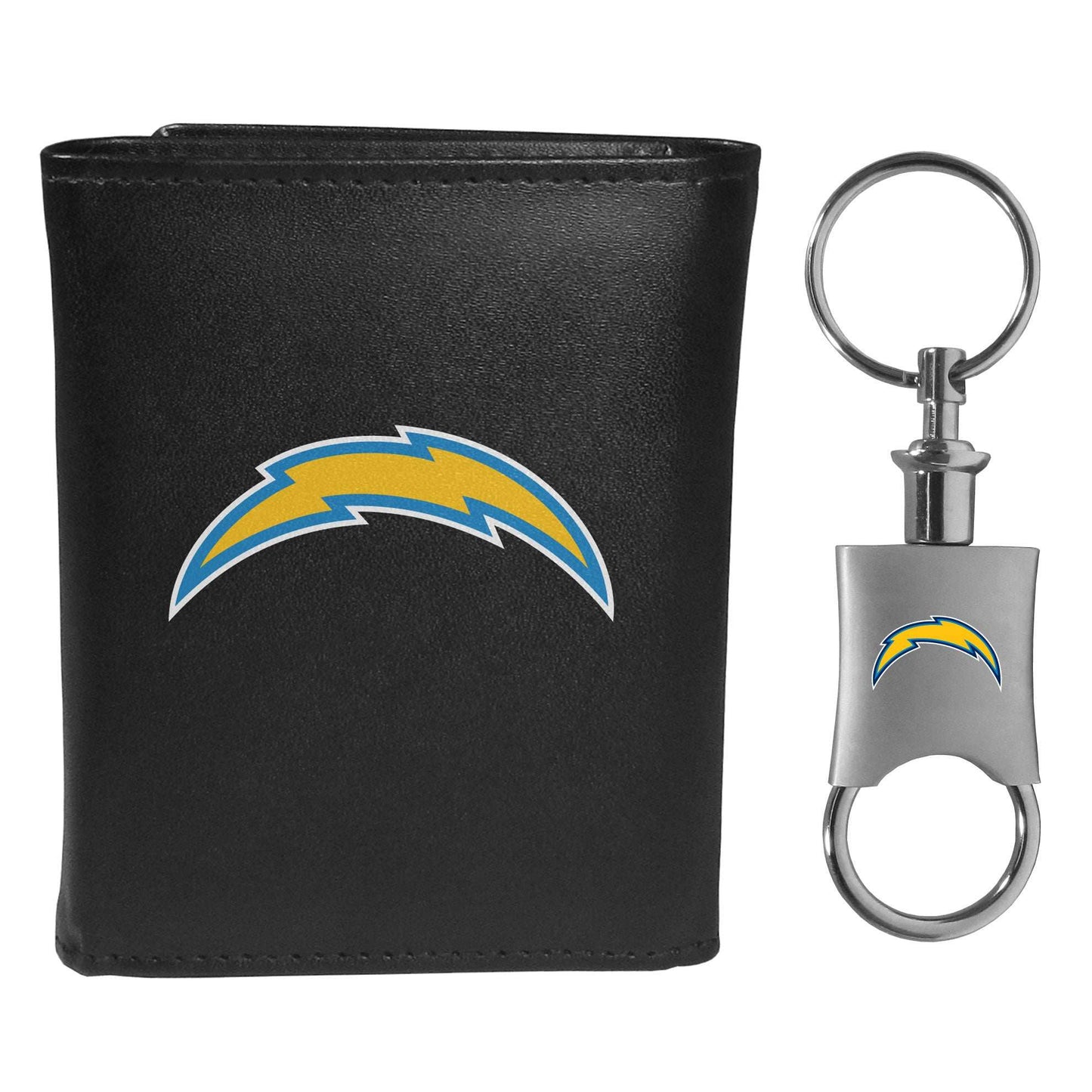 Los Angeles Chargers Leather Tri-fold Wallet & Valet Key Chain - Los Angeles Chargers - Flyclothing LLC