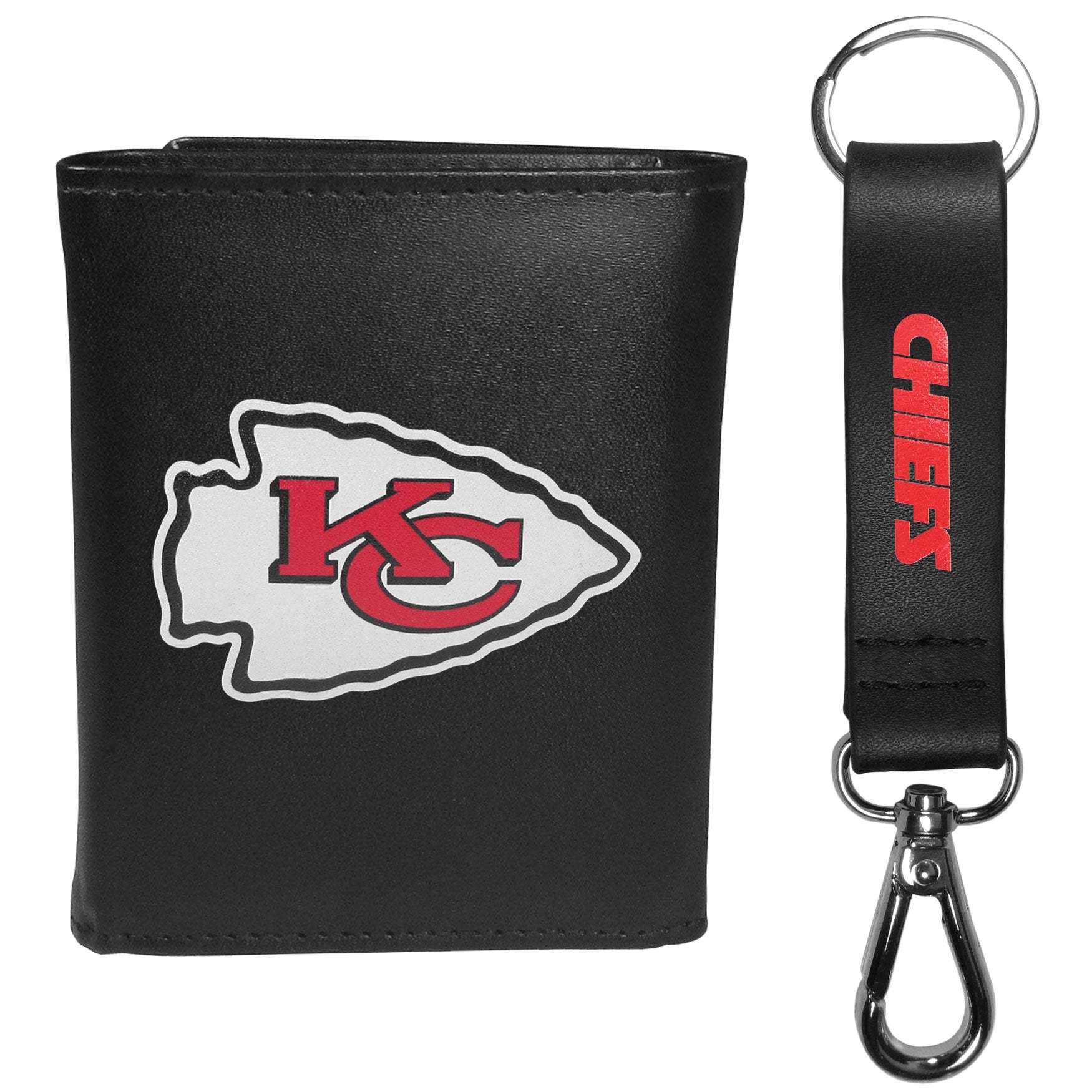 Kansas City Chiefs Leather Tri-fold Wallet & Strap Key Chain - Kansas City Chiefs - Flyclothing LLC