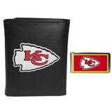 Kansas City Chiefs Leather Tri-fold Wallet & Color Money Clip - Kansas City Chiefs