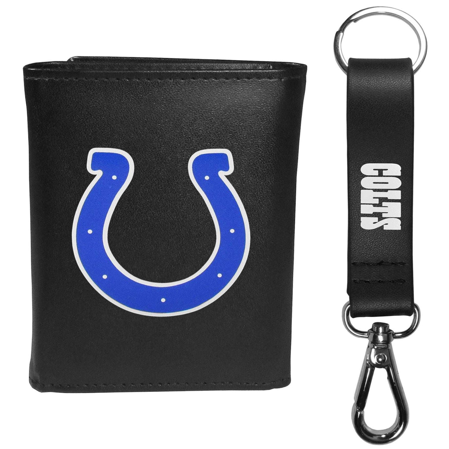 Indianapolis Colts Leather Tri-fold Wallet & Strap Key Chain - Indianapolis Colts - Flyclothing LLC