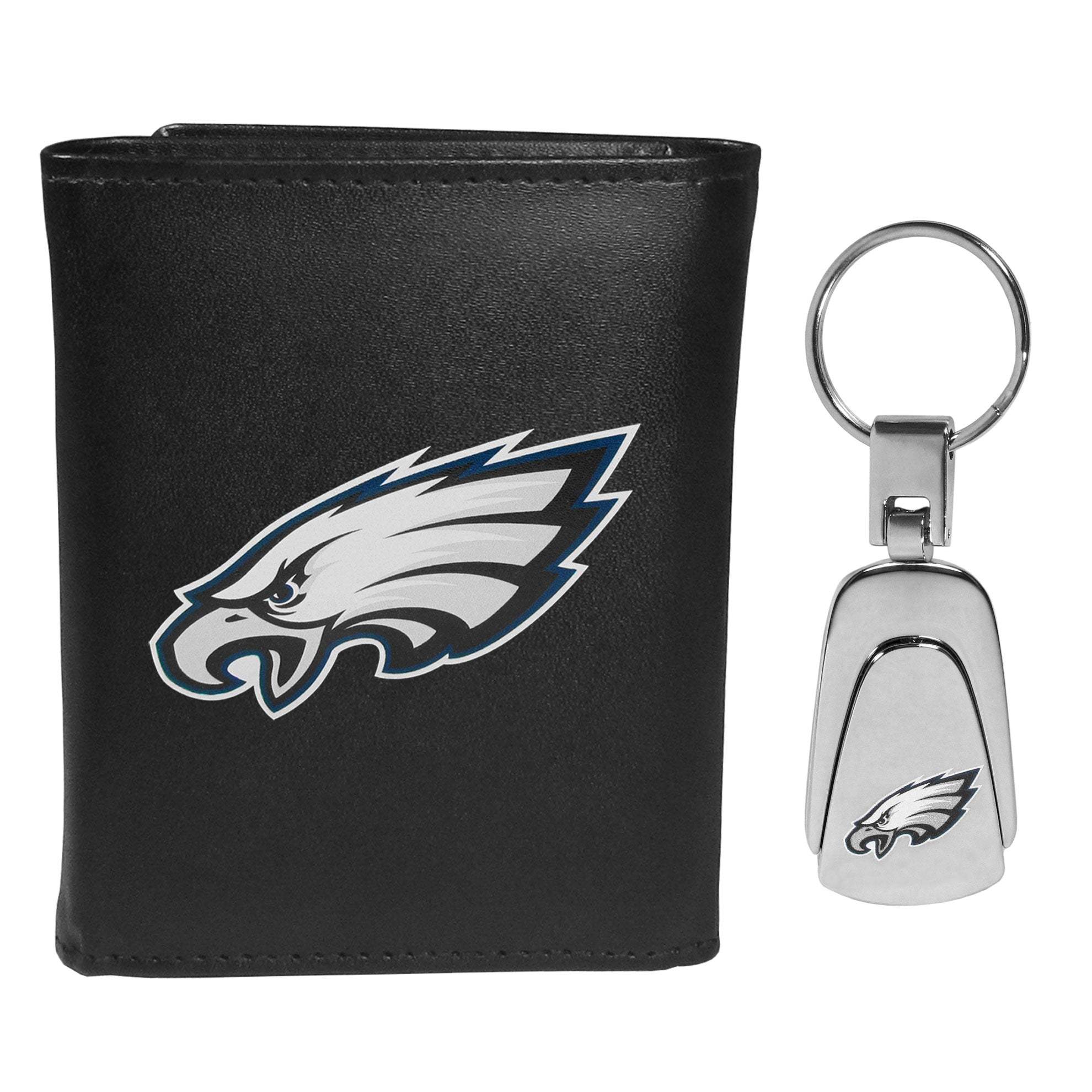Philadelphia Eagles Leather Tri-fold Wallet & Steel Key Chain - Philadelphia Eagles - Flyclothing LLC