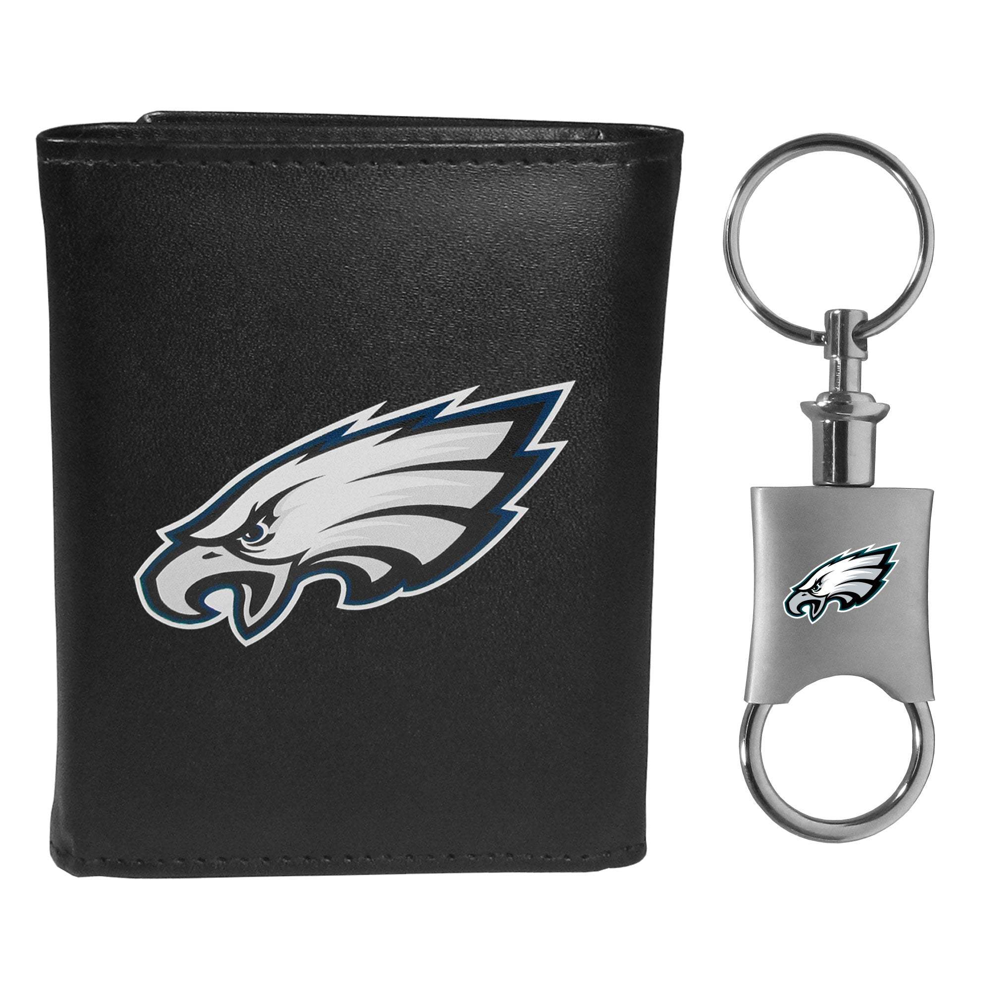 Philadelphia Eagles Leather Tri-fold Wallet & Valet Key Chain - Philadelphia Eagles - Flyclothing LLC