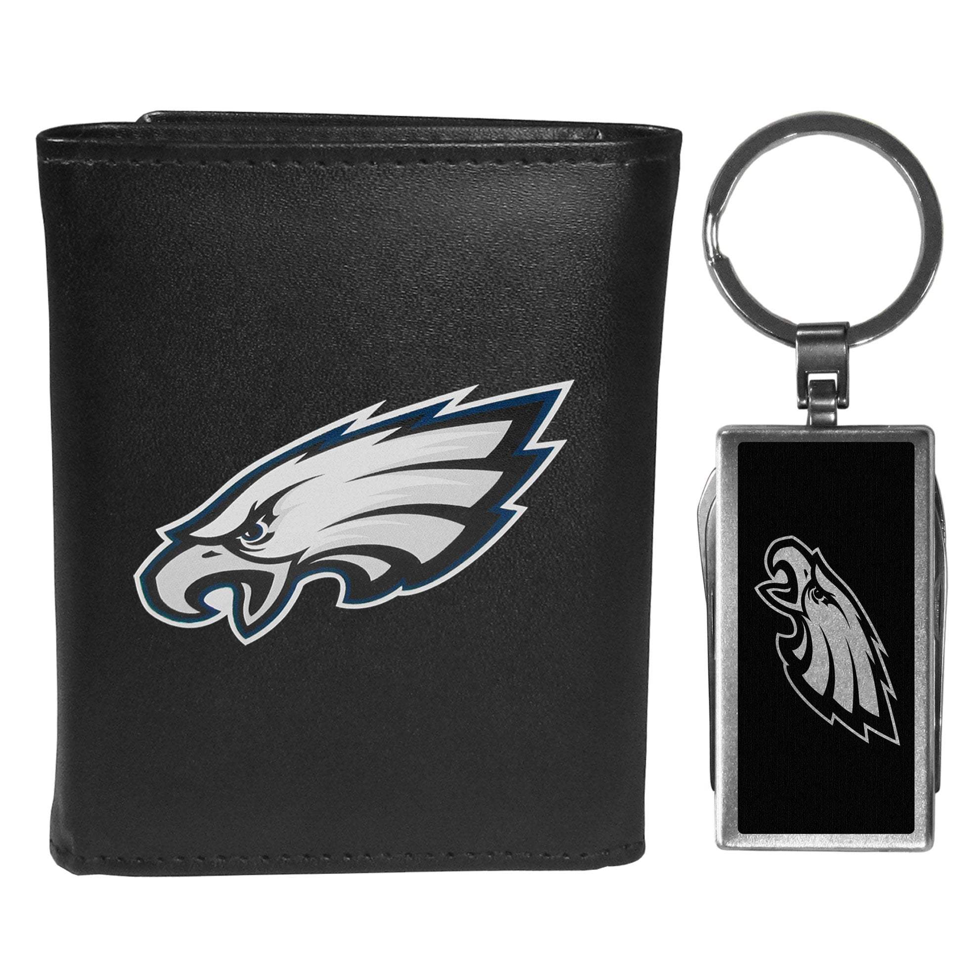 Philadelphia Eagles Leather Tri-fold Wallet & Multitool Key Chain - Philadelphia Eagles - Flyclothing LLC