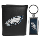 Philadelphia Eagles Leather Tri-fold Wallet & Multitool Key Chain, Black - Philadelphia Eagles