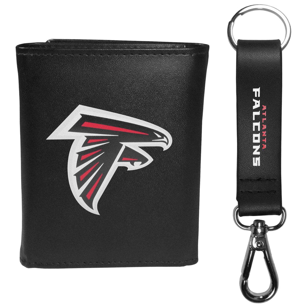 Atlanta Falcons Leather Tri-fold Wallet & Strap Key Chain - Atlanta Falcons - Flyclothing LLC