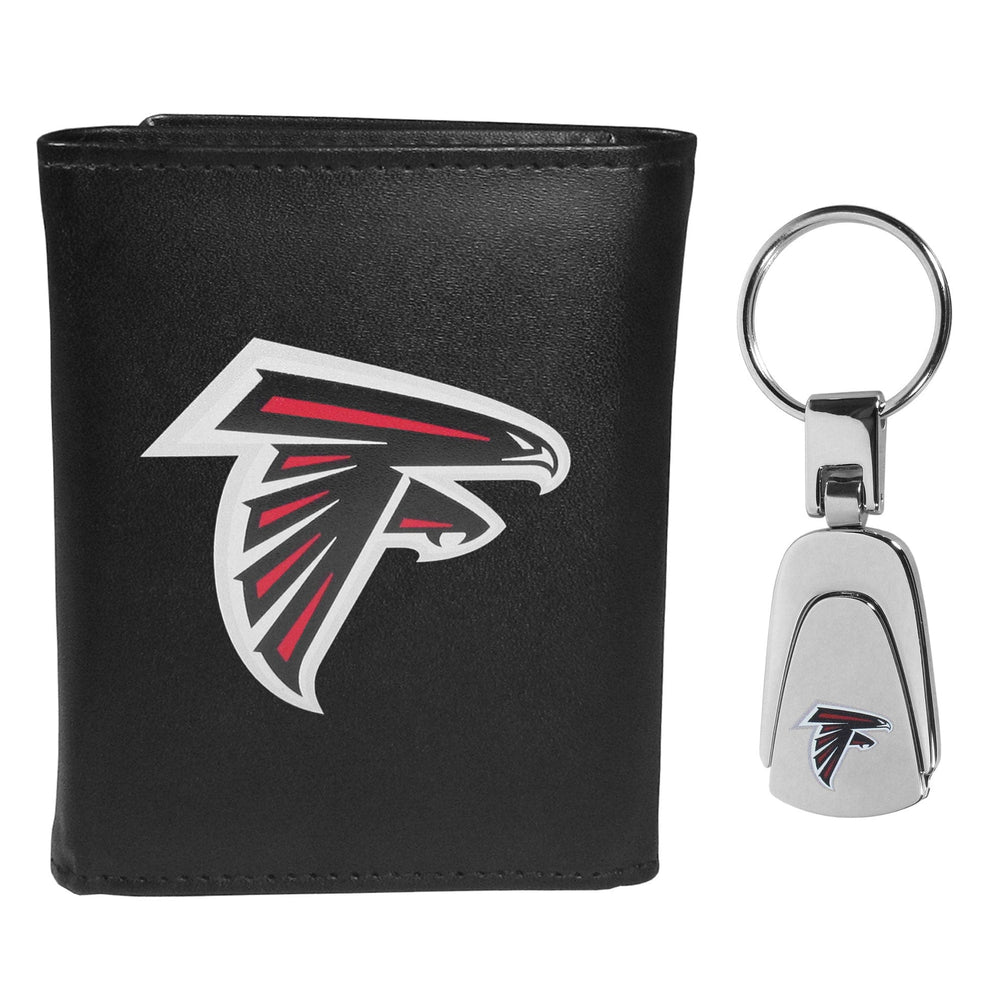 Atlanta Falcons Leather Tri-fold Wallet & Steel Key Chain - Atlanta Falcons