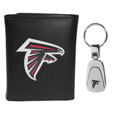 Atlanta Falcons Leather Tri-fold Wallet & Steel Key Chain - Atlanta Falcons
