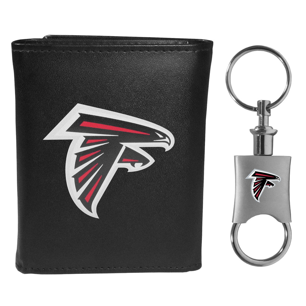 Atlanta Falcons Leather Tri-fold Wallet & Valet Key Chain - Atlanta Falcons