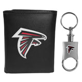 Atlanta Falcons Leather Tri-fold Wallet & Valet Key Chain - Atlanta Falcons