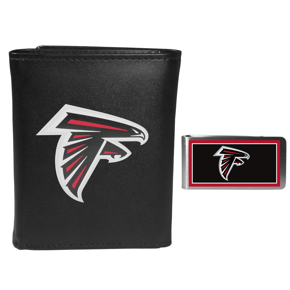 Atlanta Falcons Leather Tri-fold Wallet & Color Money Clip - Atlanta Falcons