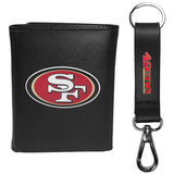 San Francisco 49ers Leather Tri-fold Wallet & Strap Key Chain - San Francisco 49ers - Flyclothing LLC