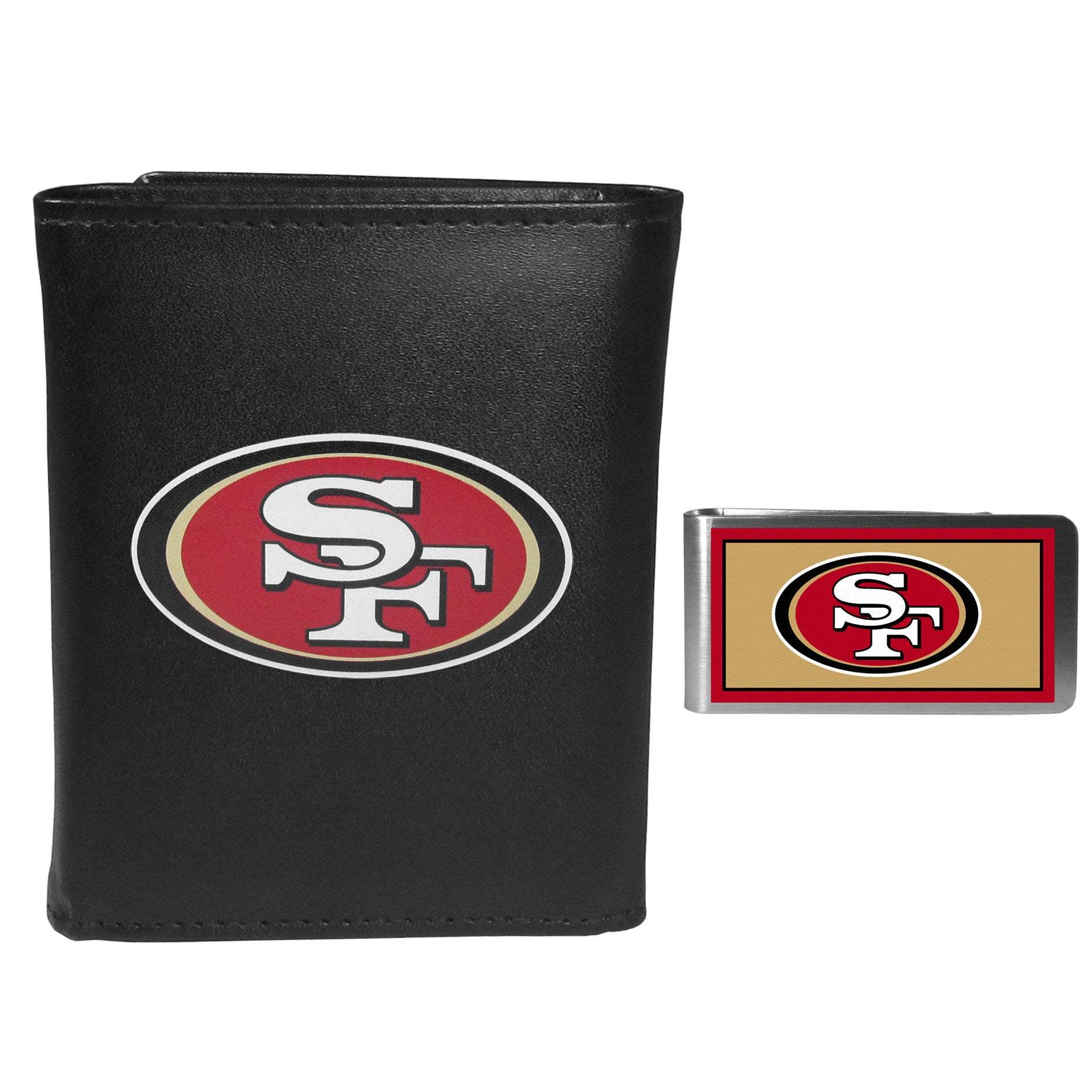 San Francisco 49ers Leather Tri-fold Wallet & Color Money Clip - San Francisco 49ers - Flyclothing LLC