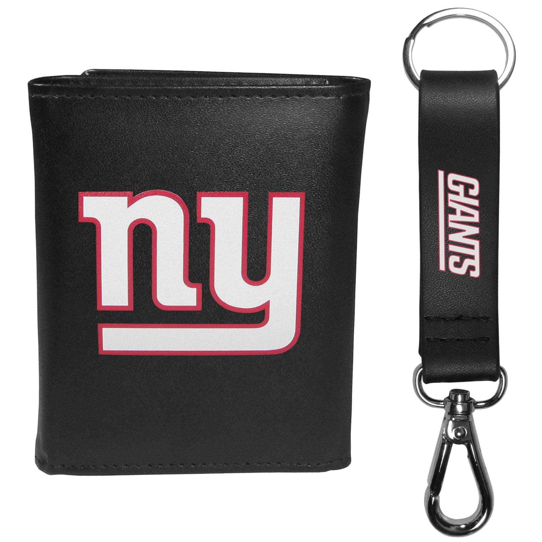 New York Giants Leather Tri-fold Wallet & Strap Key Chain - New York Giants - Flyclothing LLC