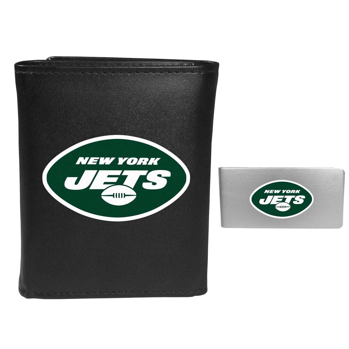 New York Jets Leather Tri-fold Wallet & Money Clip - New York Jets - Flyclothing LLC