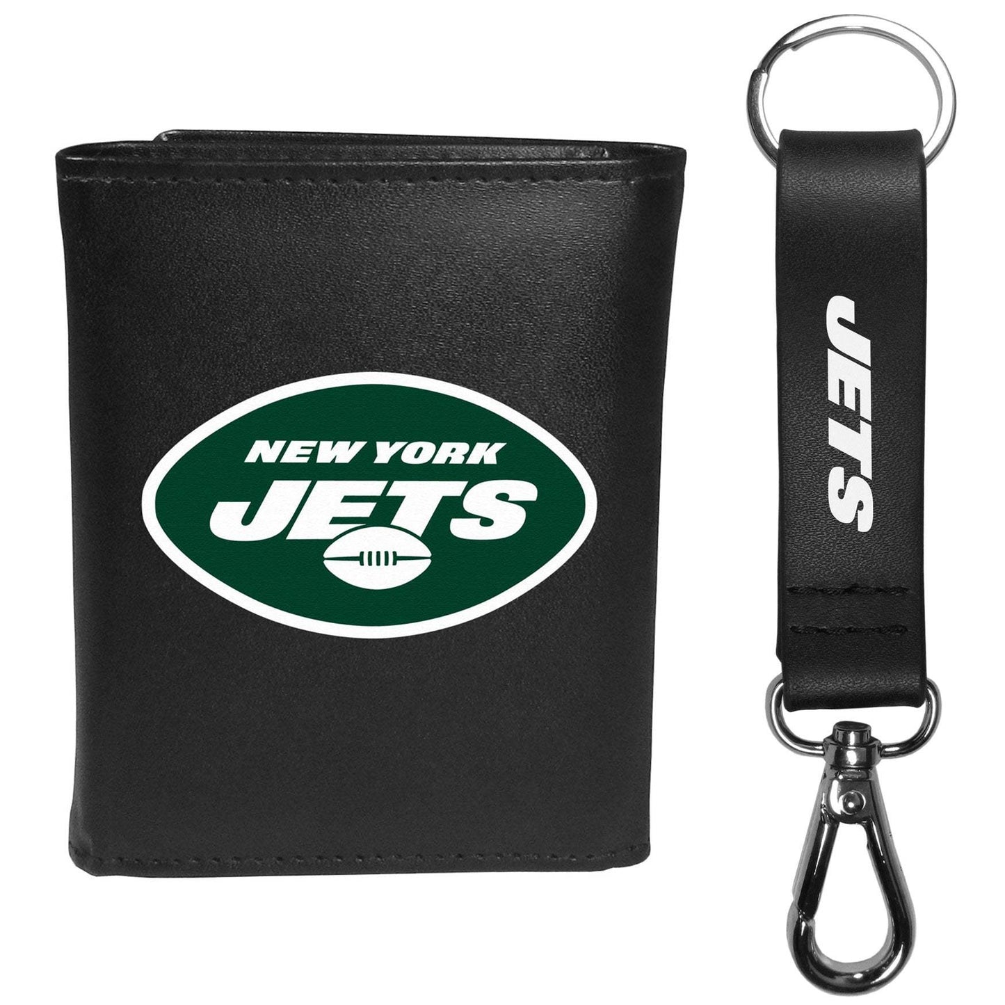 New York Jets Leather Tri-fold Wallet & Strap Key Chain - New York Jets - Flyclothing LLC