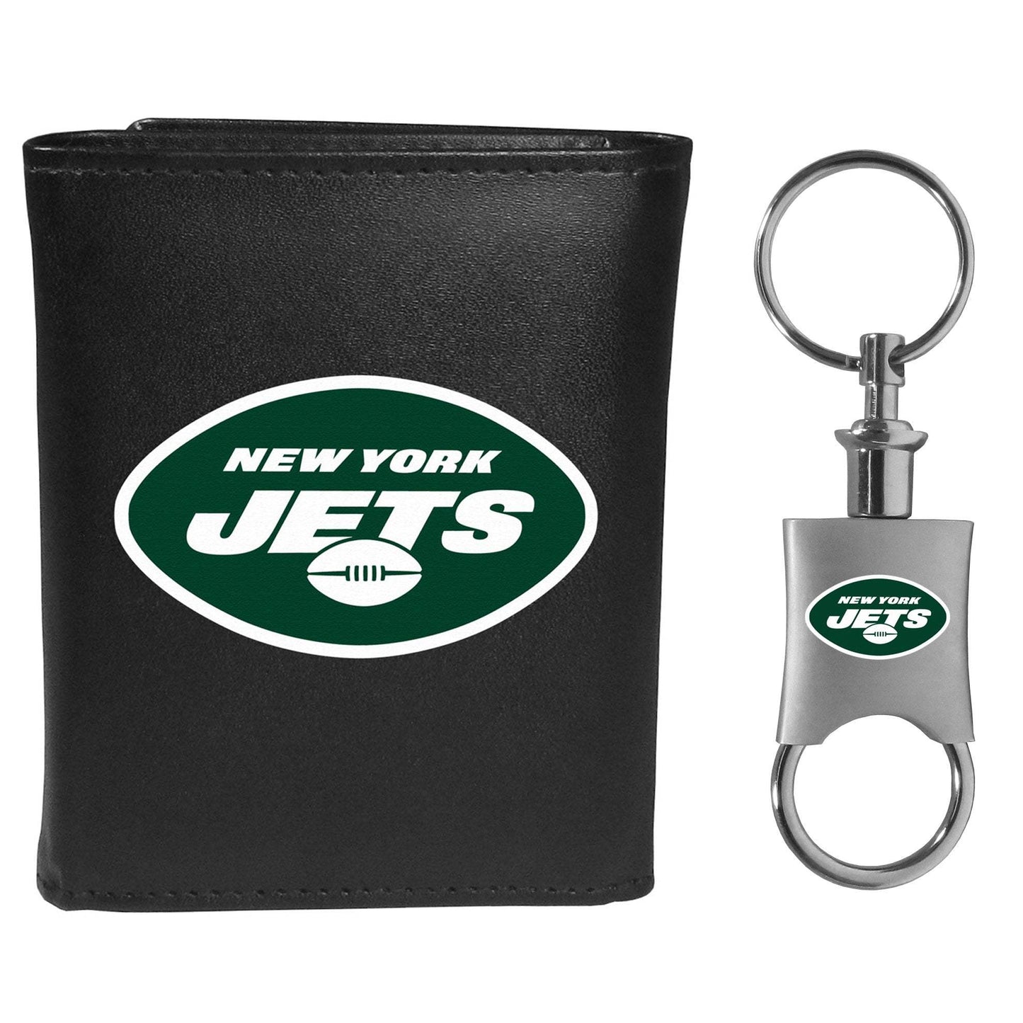 New York Jets Leather Tri-fold Wallet & Valet Key Chain - New York Jets - Flyclothing LLC