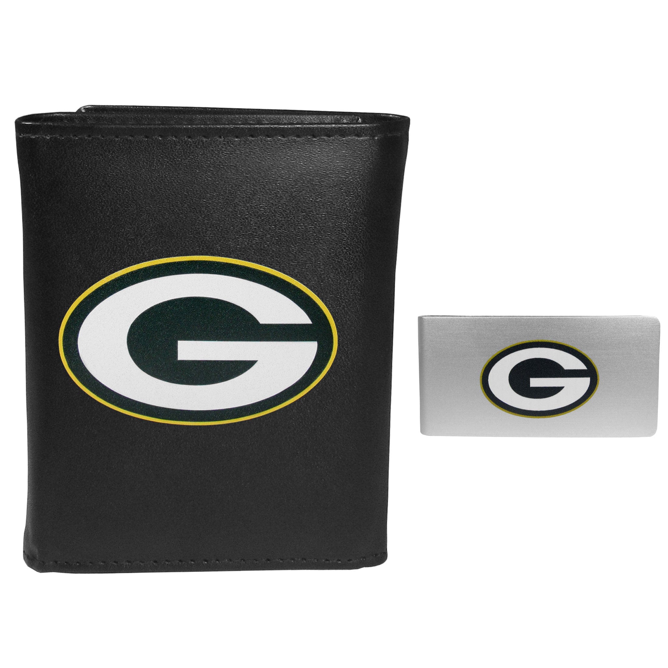 Green Bay Packers Leather Tri-fold Wallet & Money Clip - Green Bay Packers