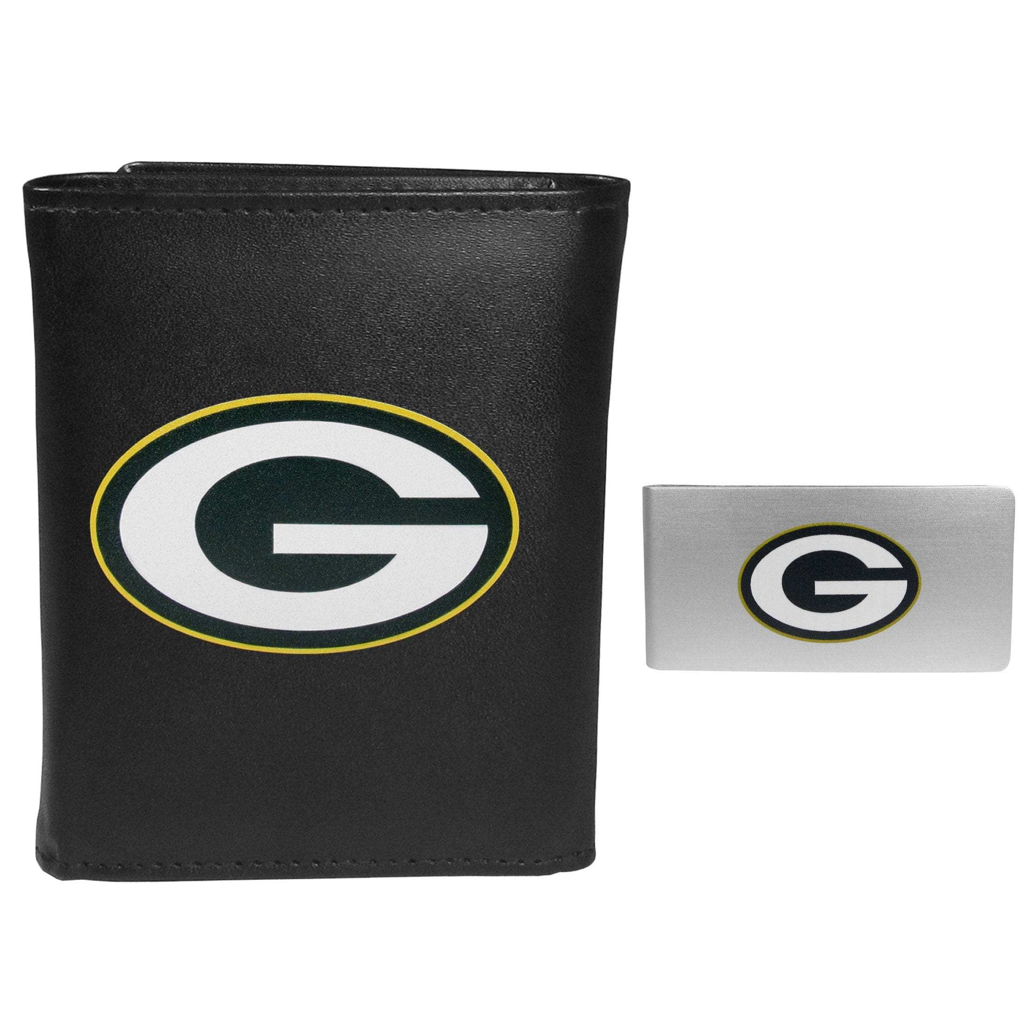 Green Bay Packers Leather Tri-fold Wallet & Money Clip - Green Bay Packers - Flyclothing LLC