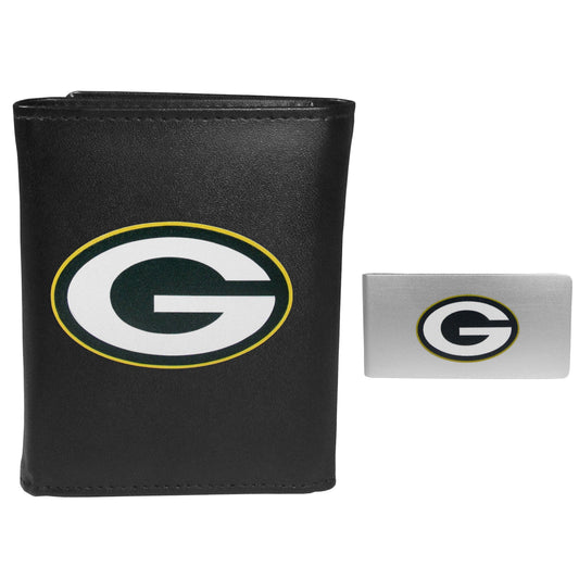 Green Bay Packers Leather Tri-fold Wallet & Money Clip - Green Bay Packers