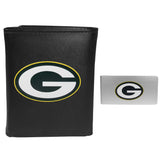 Green Bay Packers Leather Tri-fold Wallet & Money Clip - Green Bay Packers