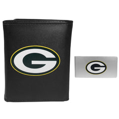 Green Bay Packers Leather Tri-fold Wallet & Money Clip - Green Bay Packers