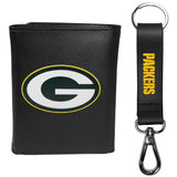 Green Bay Packers Leather Tri-fold Wallet & Strap Key Chain - Green Bay Packers