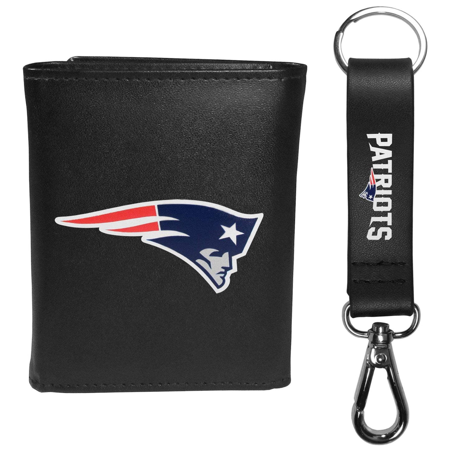 New England Patriots Leather Tri-fold Wallet & Strap Key Chain - New England Patriots - Flyclothing LLC