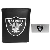 Las Vegas Raiders Leather Tri-fold Wallet & Money Clip - Las Vegas Raiders