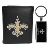 New Orleans Saints Leather Tri-fold Wallet & Multitool Key Chain - New Orleans Saints