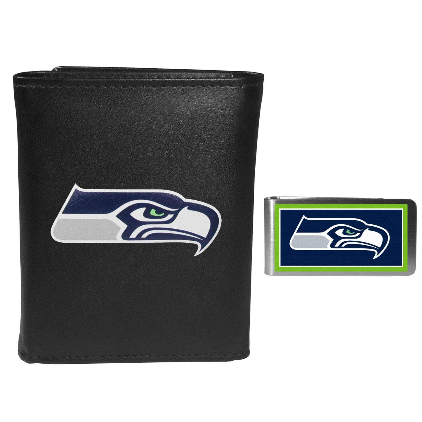 Seattle Seahawks Leather Tri-fold Wallet & Color Money Clip - Seattle Seahawks - Flyclothing LLC