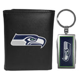 Seattle Seahawks Leather Tri-fold Wallet & Multitool Key Chain, Black - Seattle Seahawks