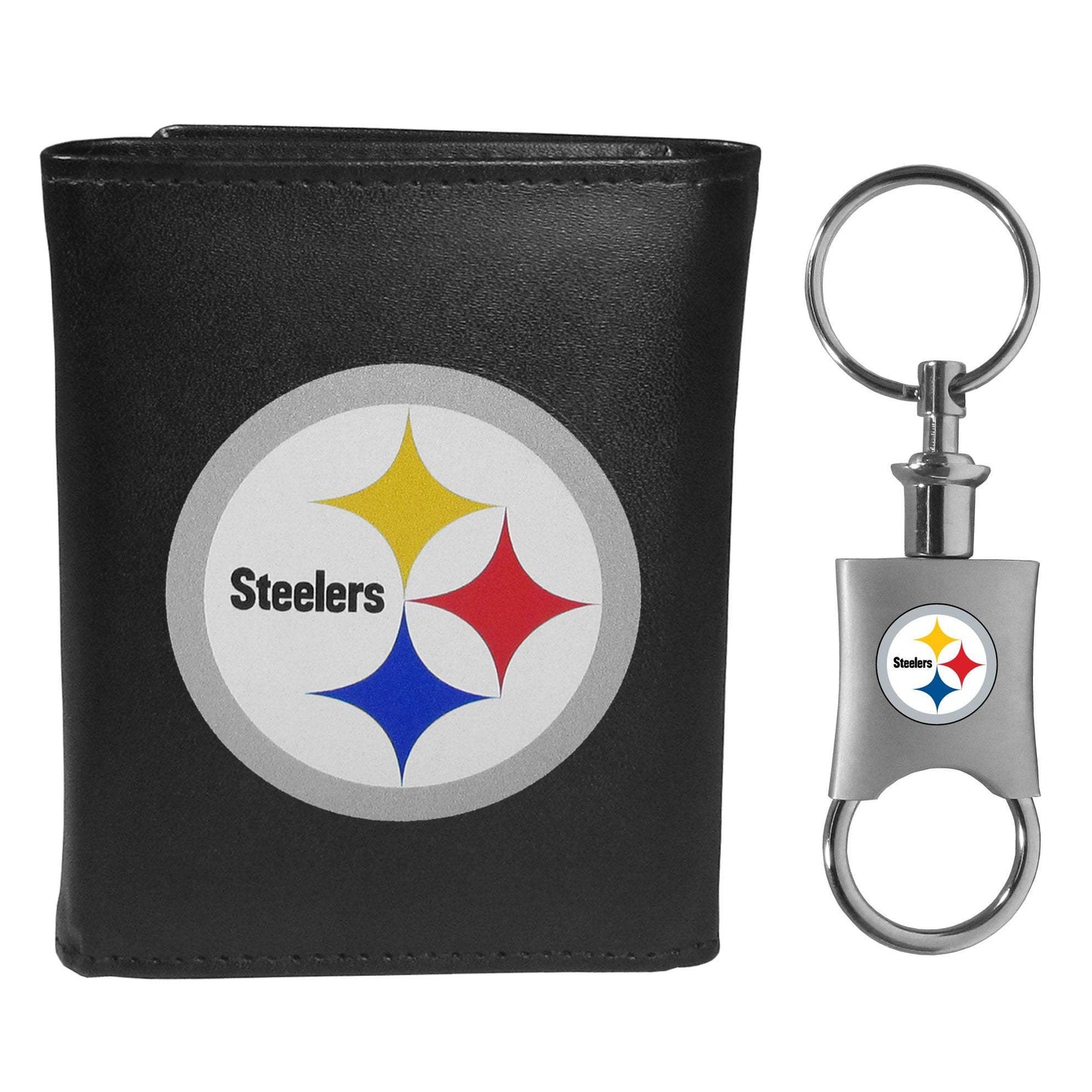 Pittsburgh Steelers Leather Tri-fold Wallet & Valet Key Chain - Pittsburgh Steelers - Flyclothing LLC