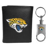 Jacksonville Jaguars Leather Tri-fold Wallet & Valet Key Chain - Jacksonville Jaguars