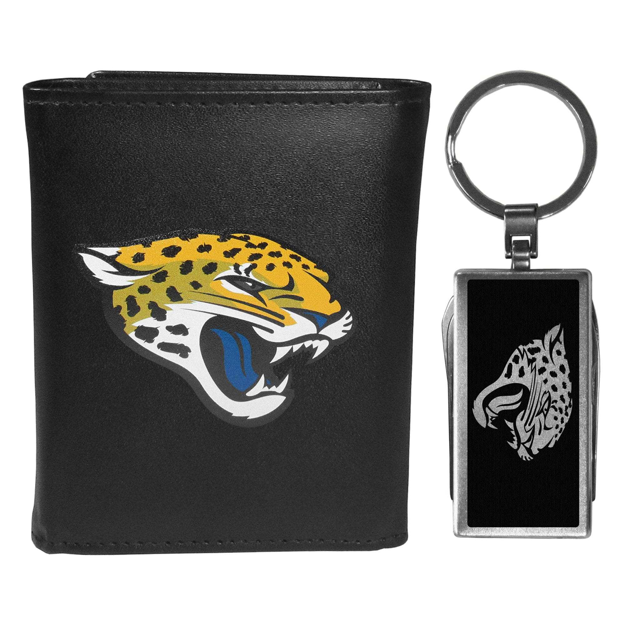 Jacksonville Jaguars Leather Tri-fold Wallet & Multitool Key Chain - Jacksonville Jaguars - Flyclothing LLC