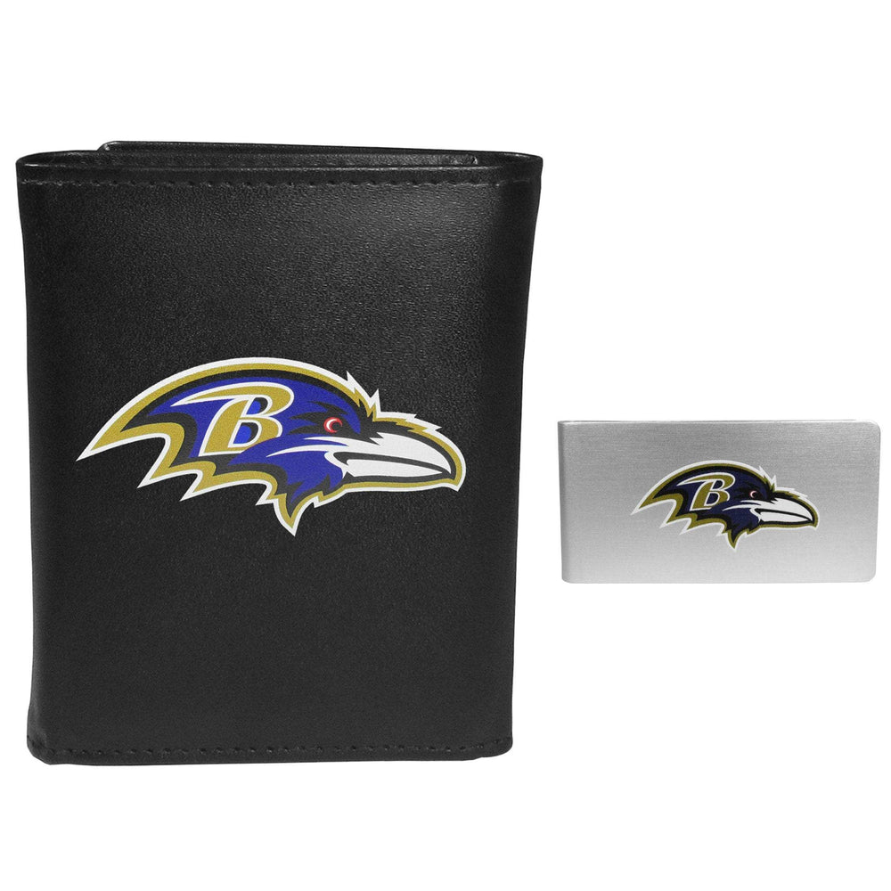 Baltimore Ravens Leather Tri-fold Wallet & Money Clip - Baltimore Ravens - Flyclothing LLC