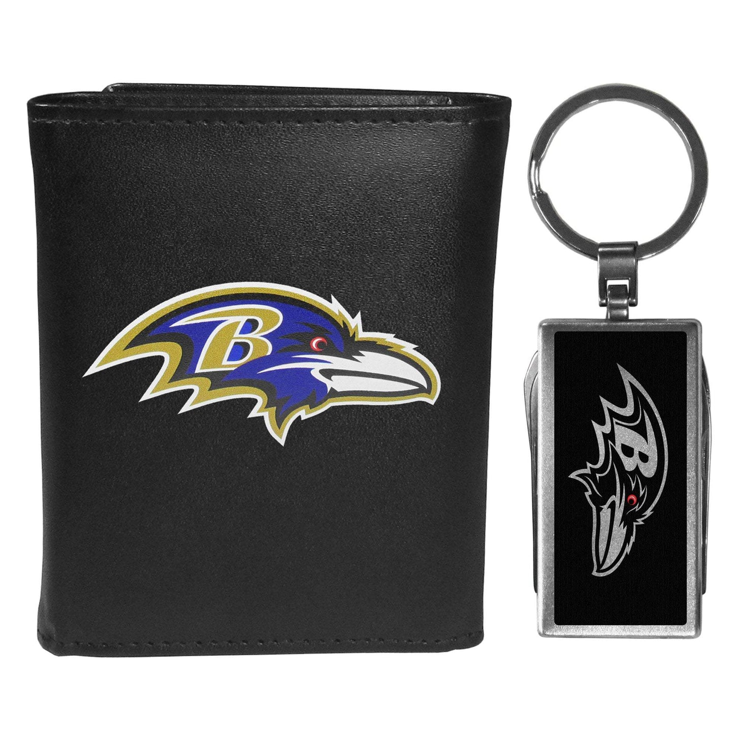 Baltimore Ravens Leather Tri-fold Wallet & Multitool Key Chain - Baltimore Ravens - Flyclothing LLC
