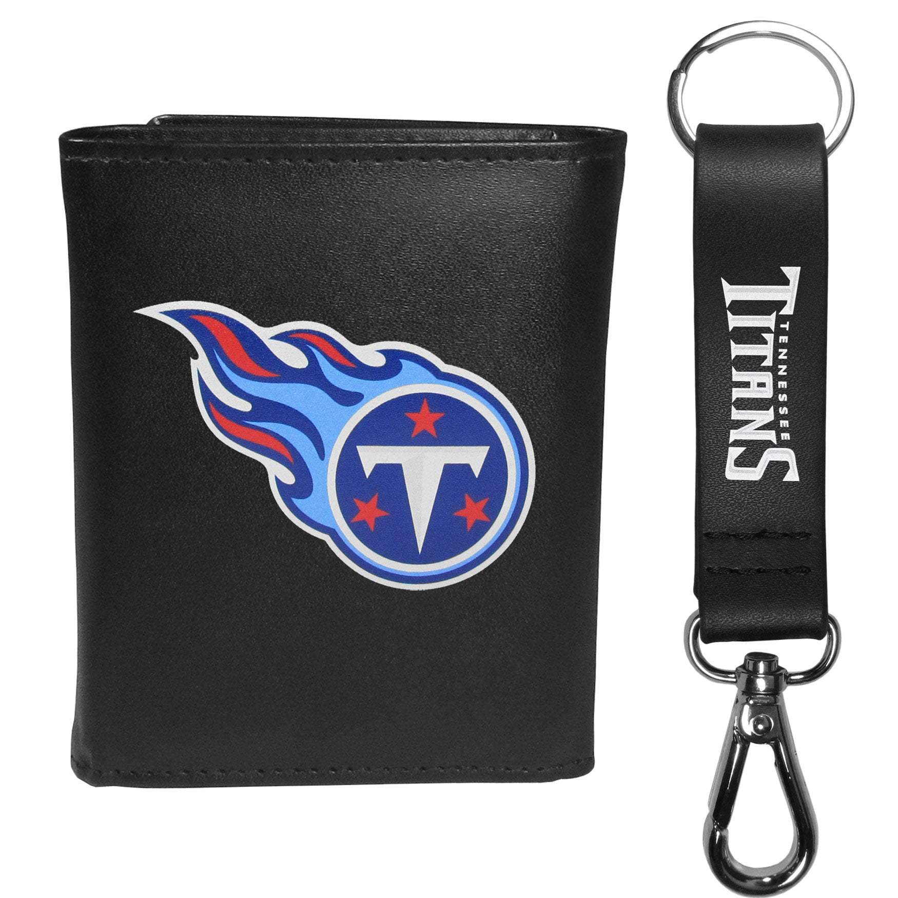 Tennessee Titans Leather Tri-fold Wallet & Strap Key Chain - Tennessee Titans - Flyclothing LLC