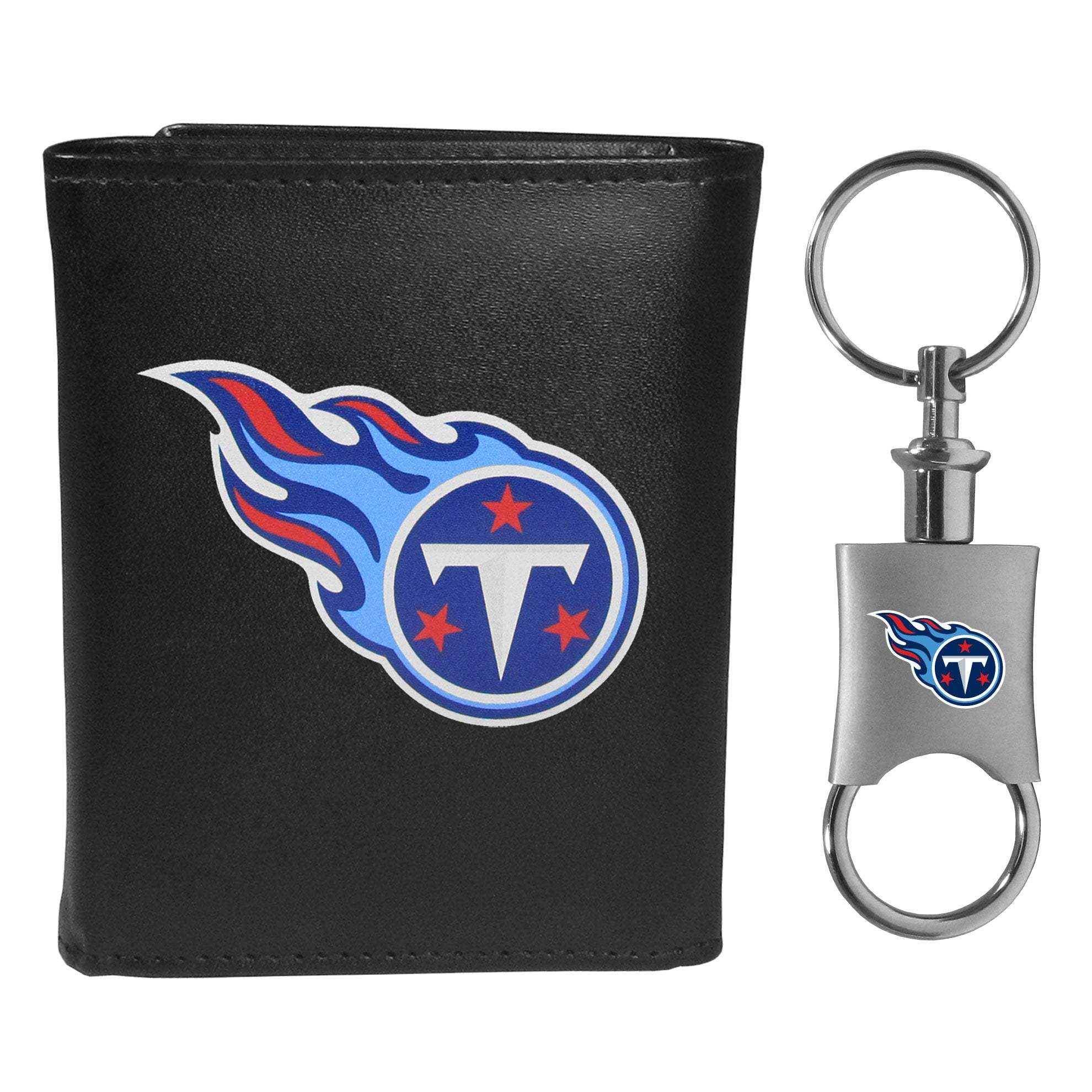 Tennessee Titans Leather Tri-fold Wallet & Valet Key Chain - Tennessee Titans - Flyclothing LLC